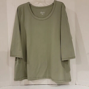 NWOT - DENIM‎ & COMPANY 3/4 SLEEVE GREEN TEE (sz 2X)
